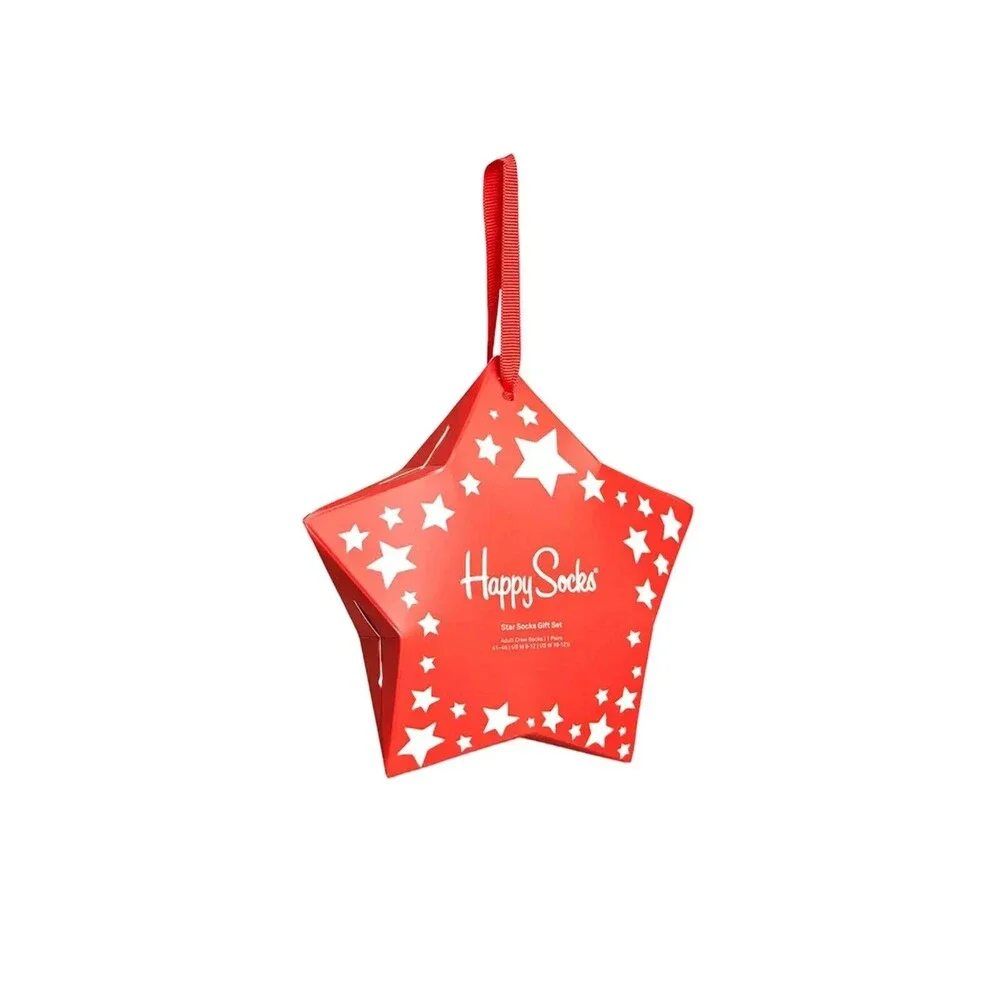 Happy Socks 1 Pack Red Star Crew Socks Gift Set Adult Size 8-12 Stars Christmas